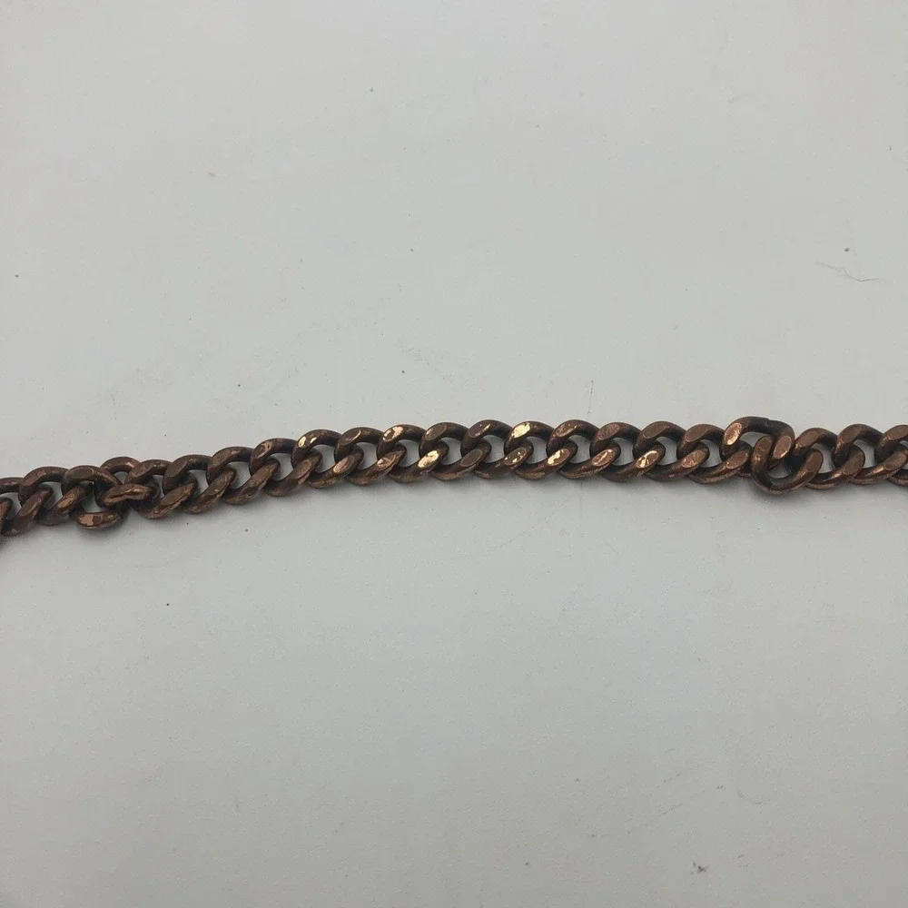 Vintage Heavy Large Solid Copper Chain Link Bracelet‎ Fold Clasp 9